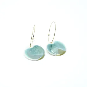 Small Camden - Modern Circle Porcelain Hoop Earrings - Blue/Brown/Green