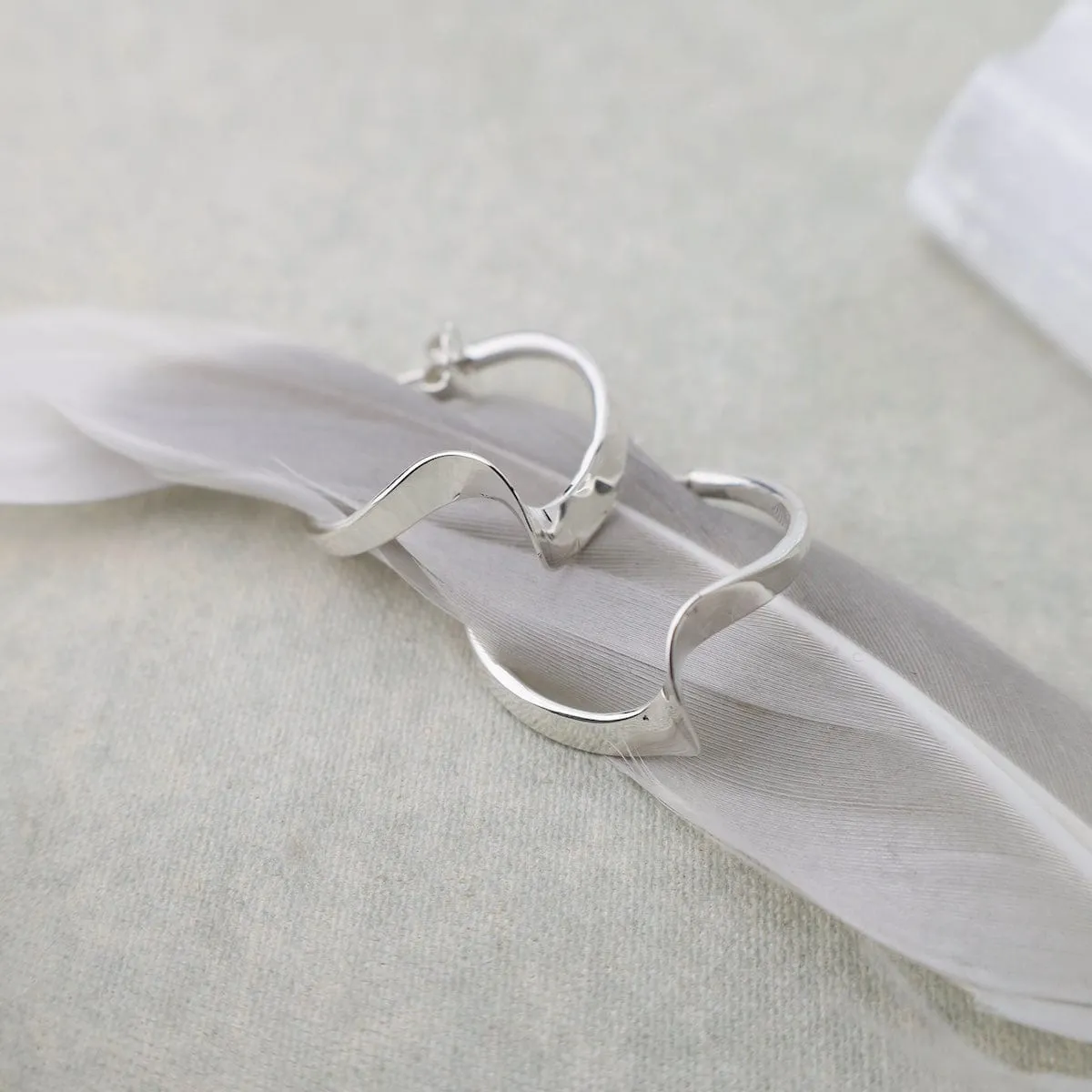 Small Twist Silver Hoop Earrings