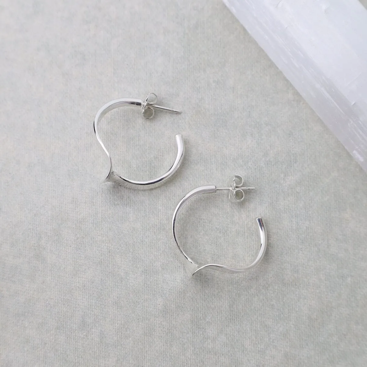 Small Twist Silver Hoop Earrings