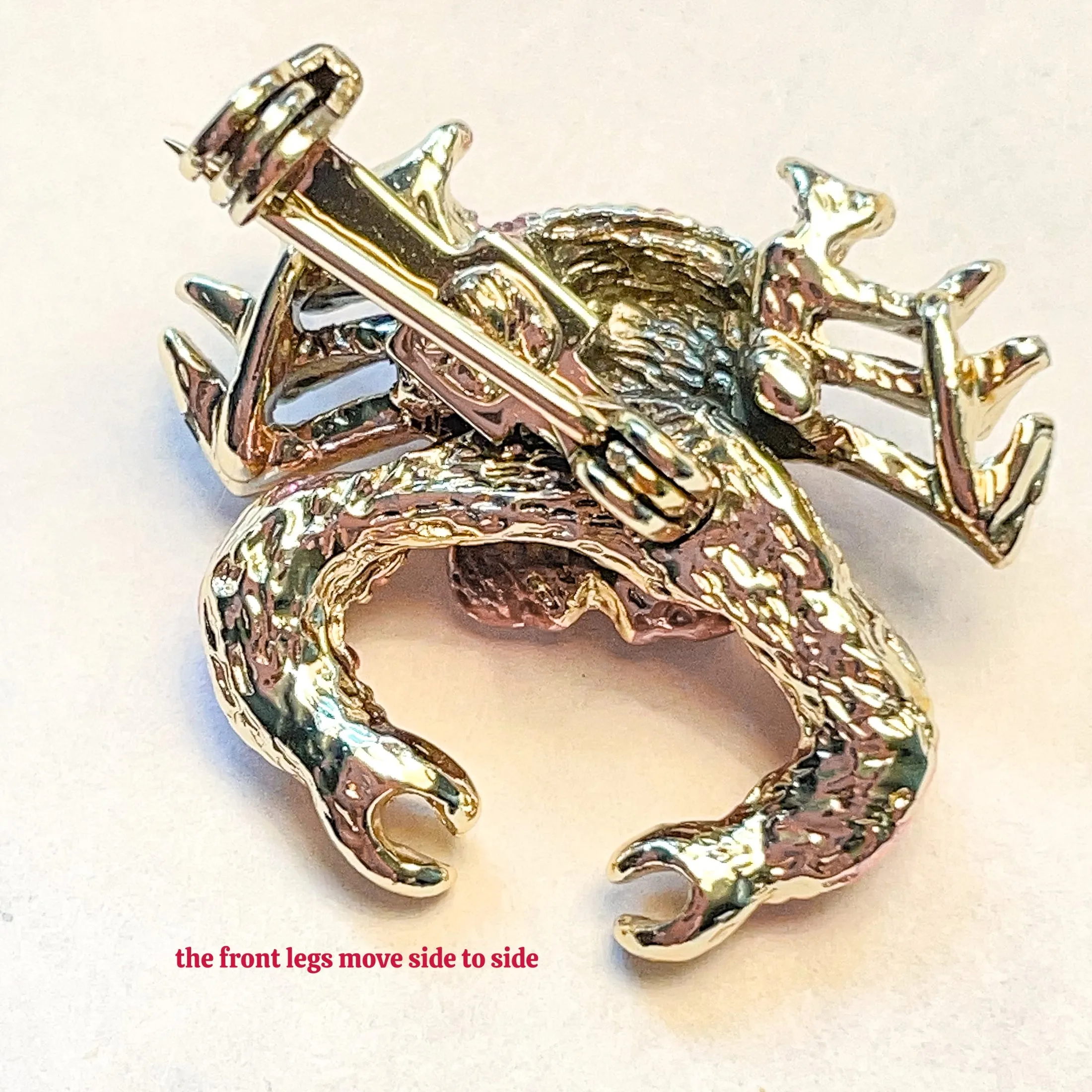 SOLD Vintage MCM Articulated Crab Pins, Set of 2, Costume Jewelry