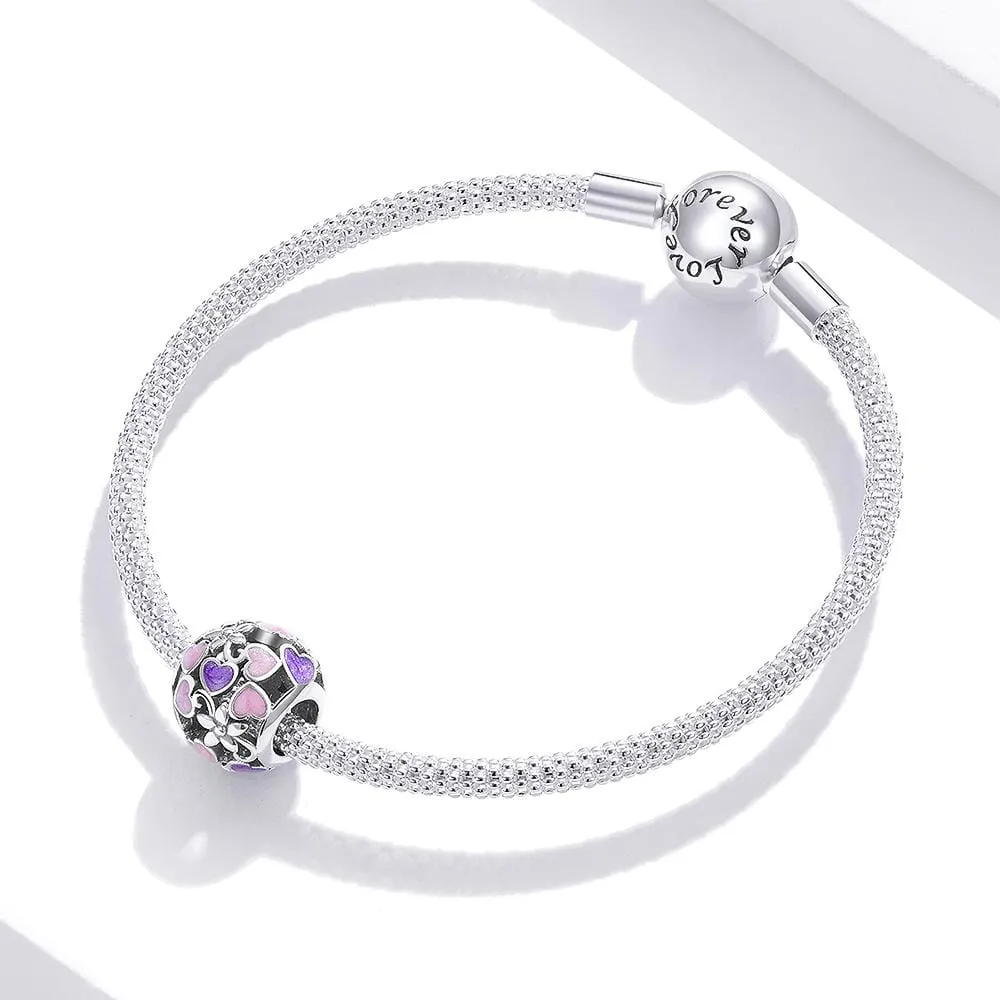 Solid 925 Sterling Silver Dual Tone Heart Shape Pandora Inspired charm
