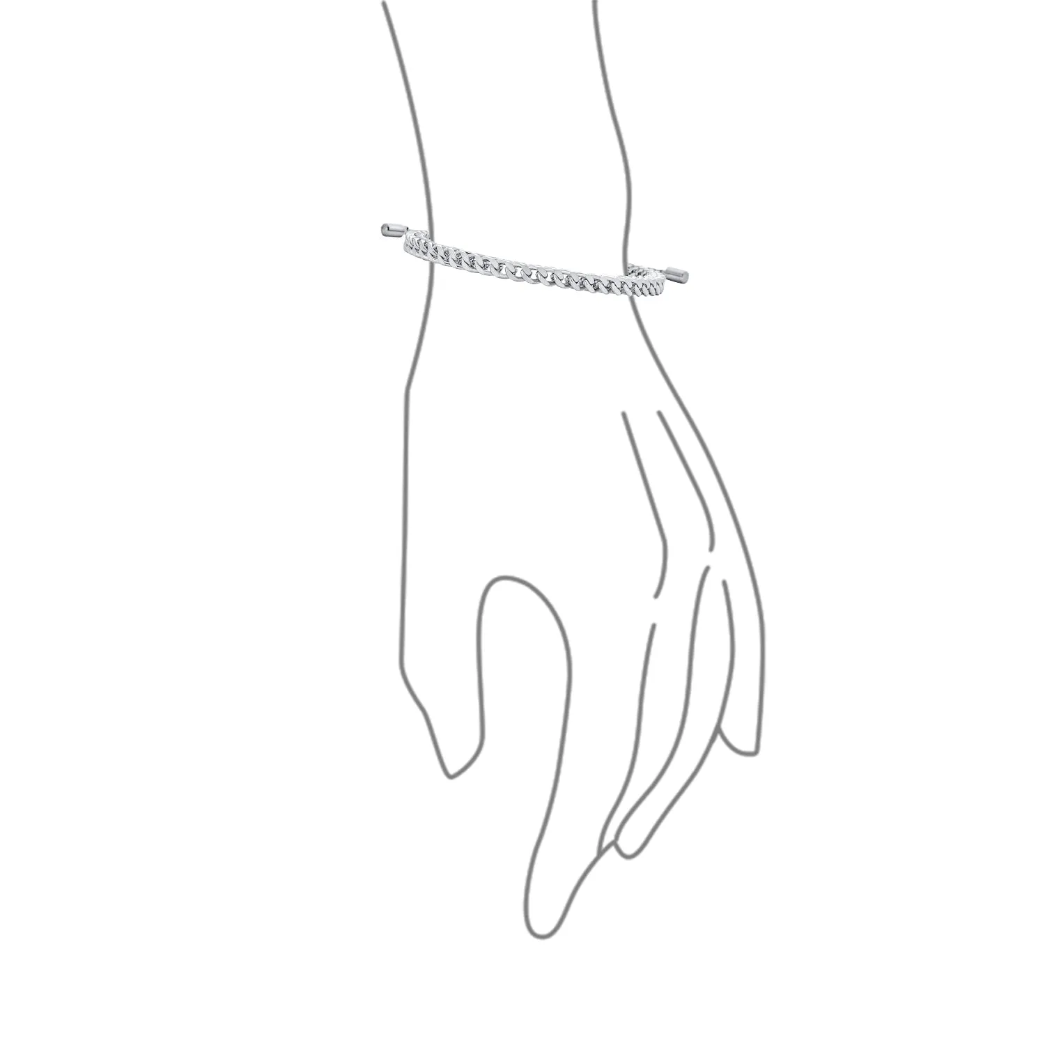 Solid Stylish Miami Curb Chain Link Bracelet Silver Tone 6.5-8.5 Inch