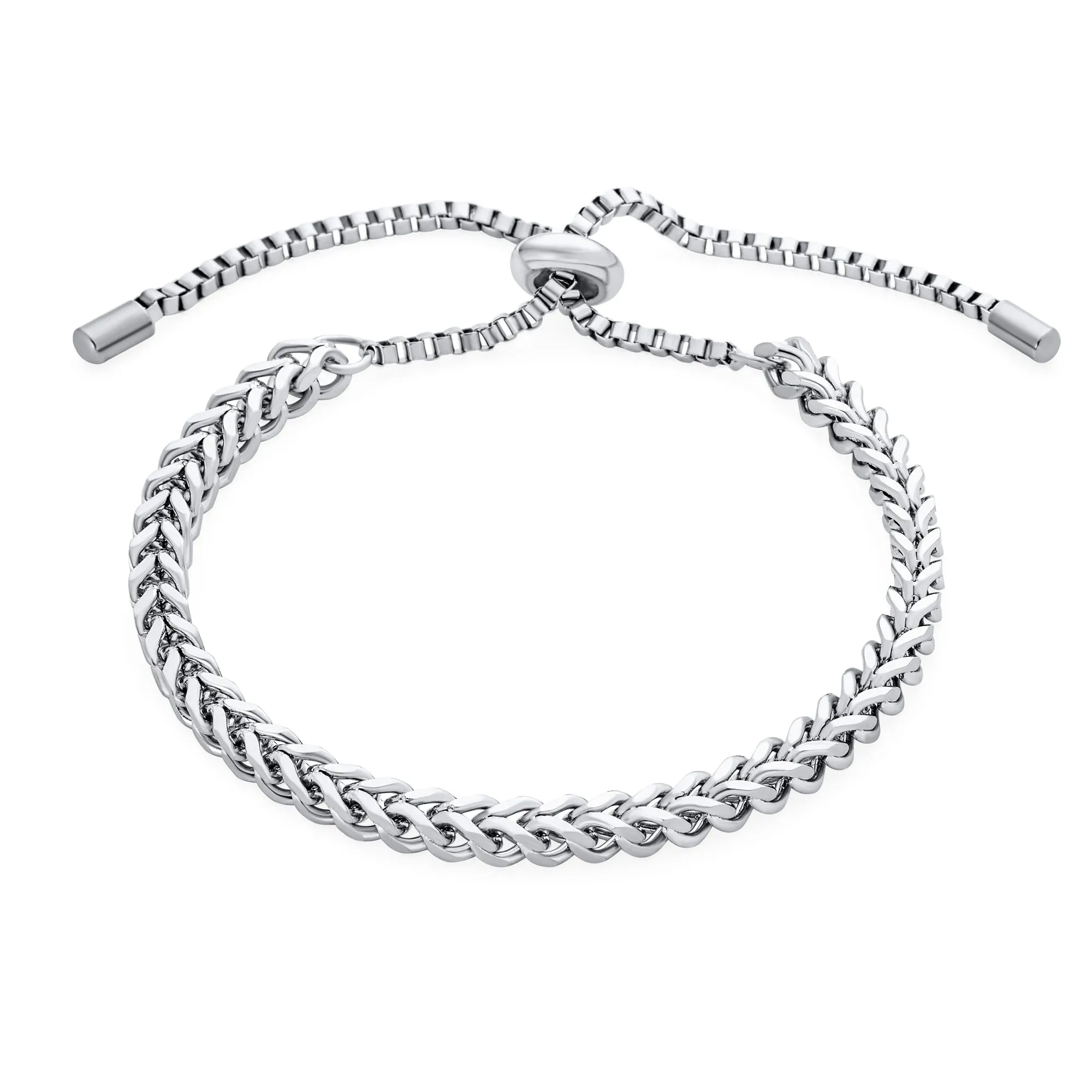 Solid Stylish Miami Curb Chain Link Bracelet Silver Tone 6.5-8.5 Inch