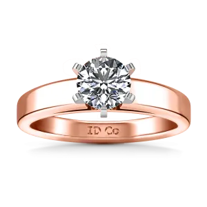 Solitaire Engagement Ring 6 Prong Contemporary 14K Rose Gold