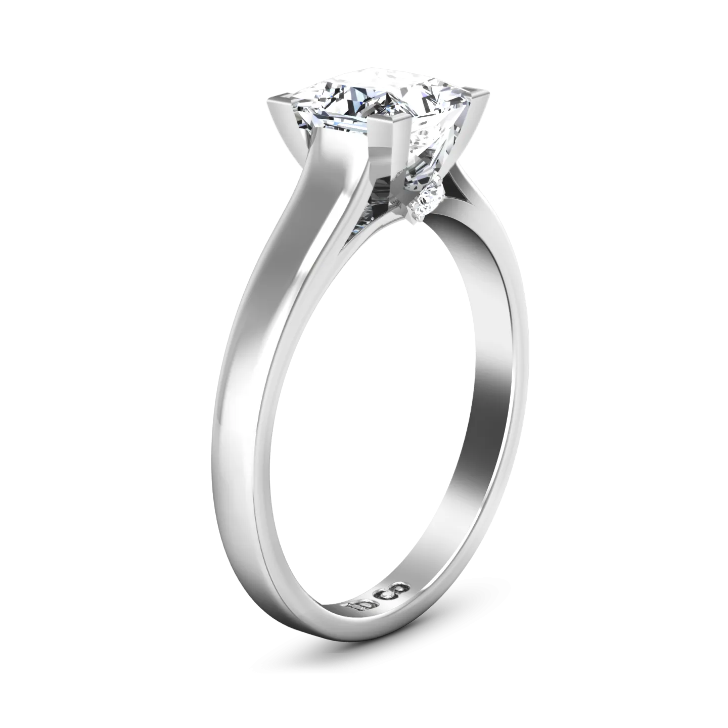 Solitaire Princess Cut Engagement Ring Holly 14K White Gold