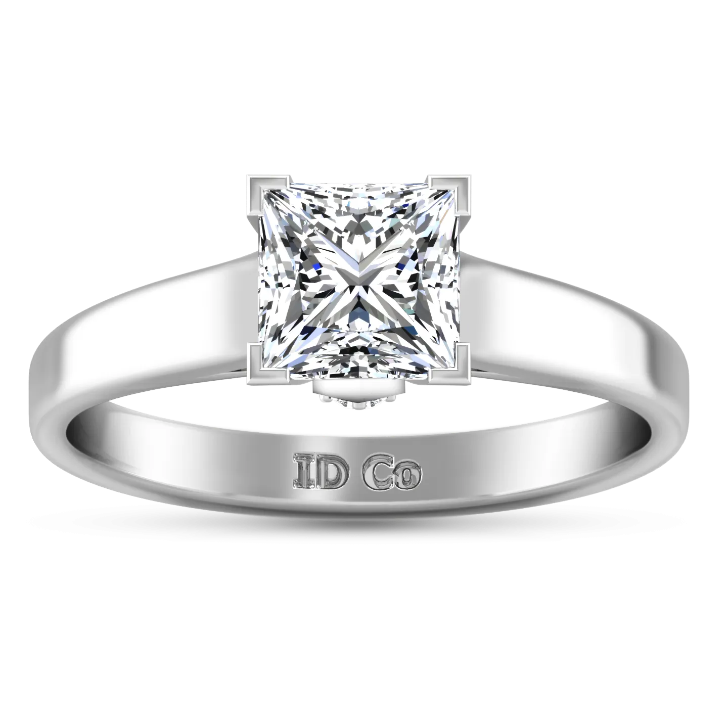 Solitaire Princess Cut Engagement Ring Holly 14K White Gold