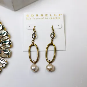 Sorrelli | Melody Dangle Earrings in Bright Gold Tone and Modern Pearl
