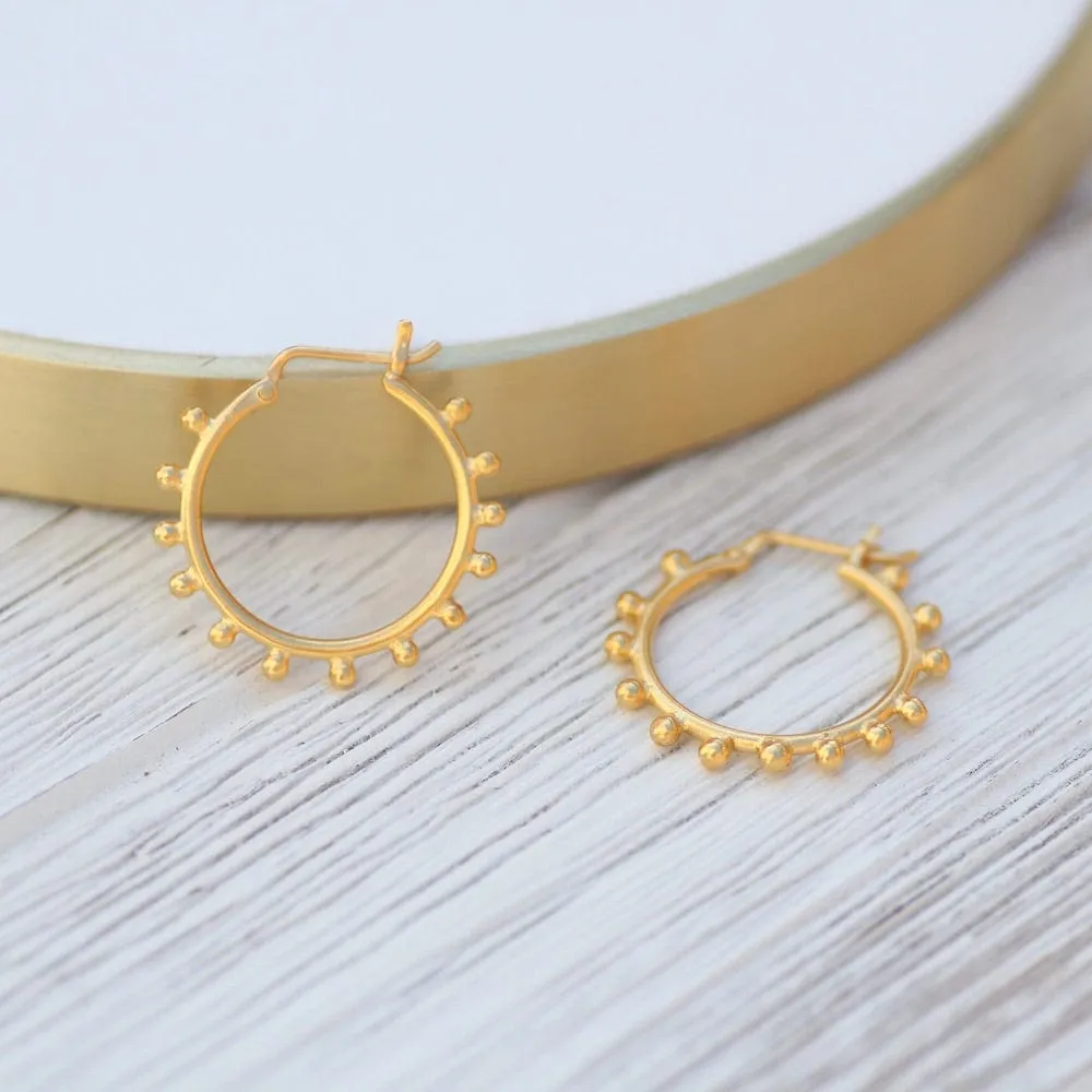 Spaced Granulated Hoop - Gold Plate