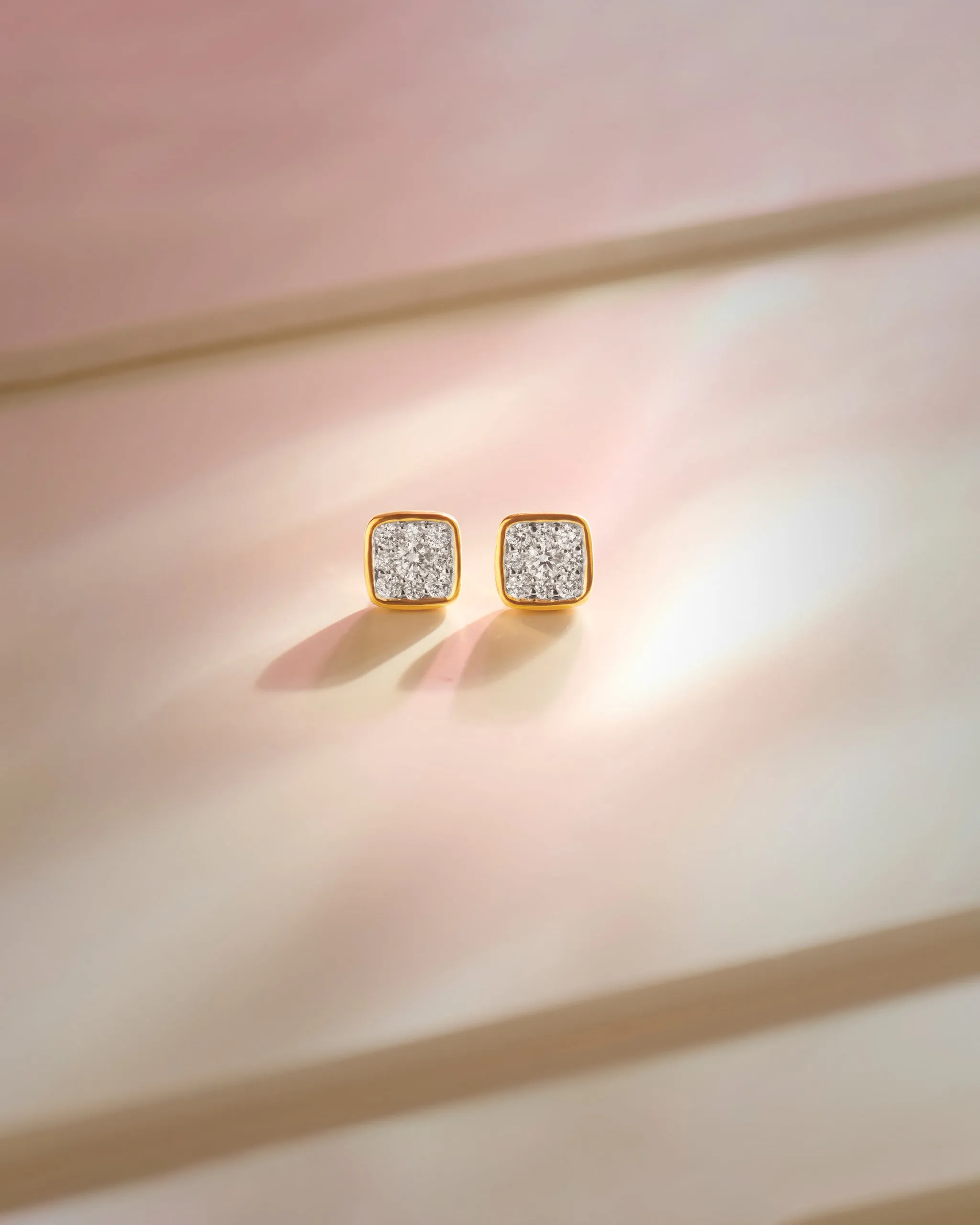 Square Cluster Diamond Small Earrings