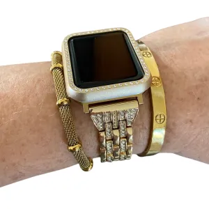 Stackable Gold Bling Apple Watch Band With Gold Bracelets