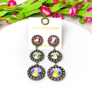 Starlit Trio Silver Tone Drop Earrings