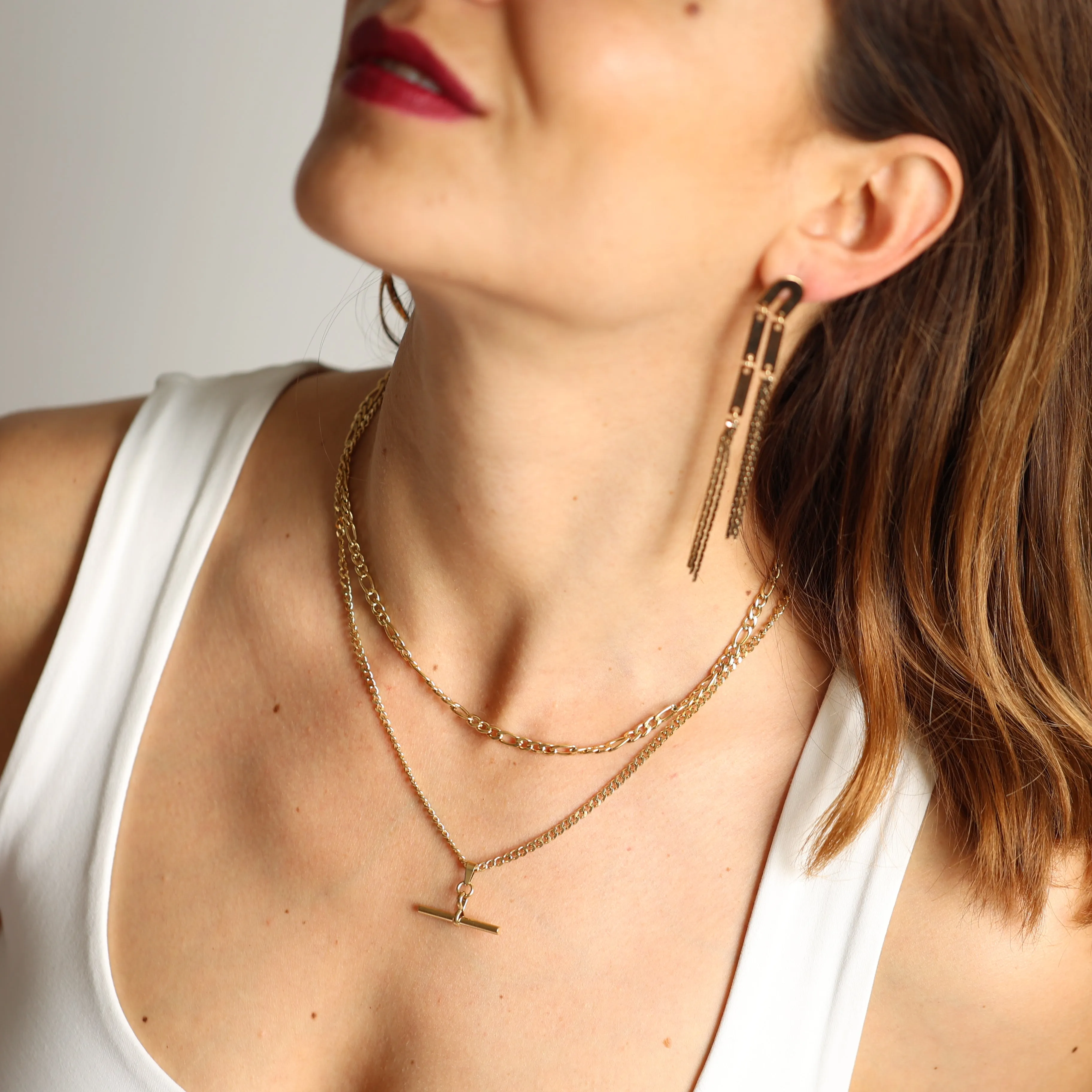 Statement Arched Chain Long Drop Earrings
