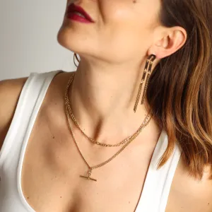 Statement Arched Chain Long Drop Earrings