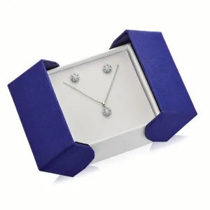 Sterling Silver 0.25 ctw Diamond Pendant and Studs Box Set