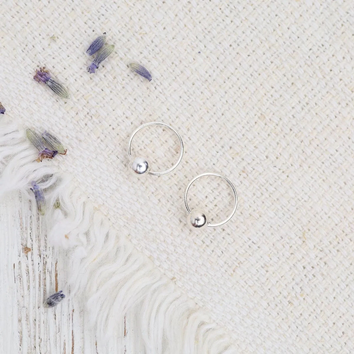 Sterling Silver 10mm Sleeper Hoops with 4mm Ball