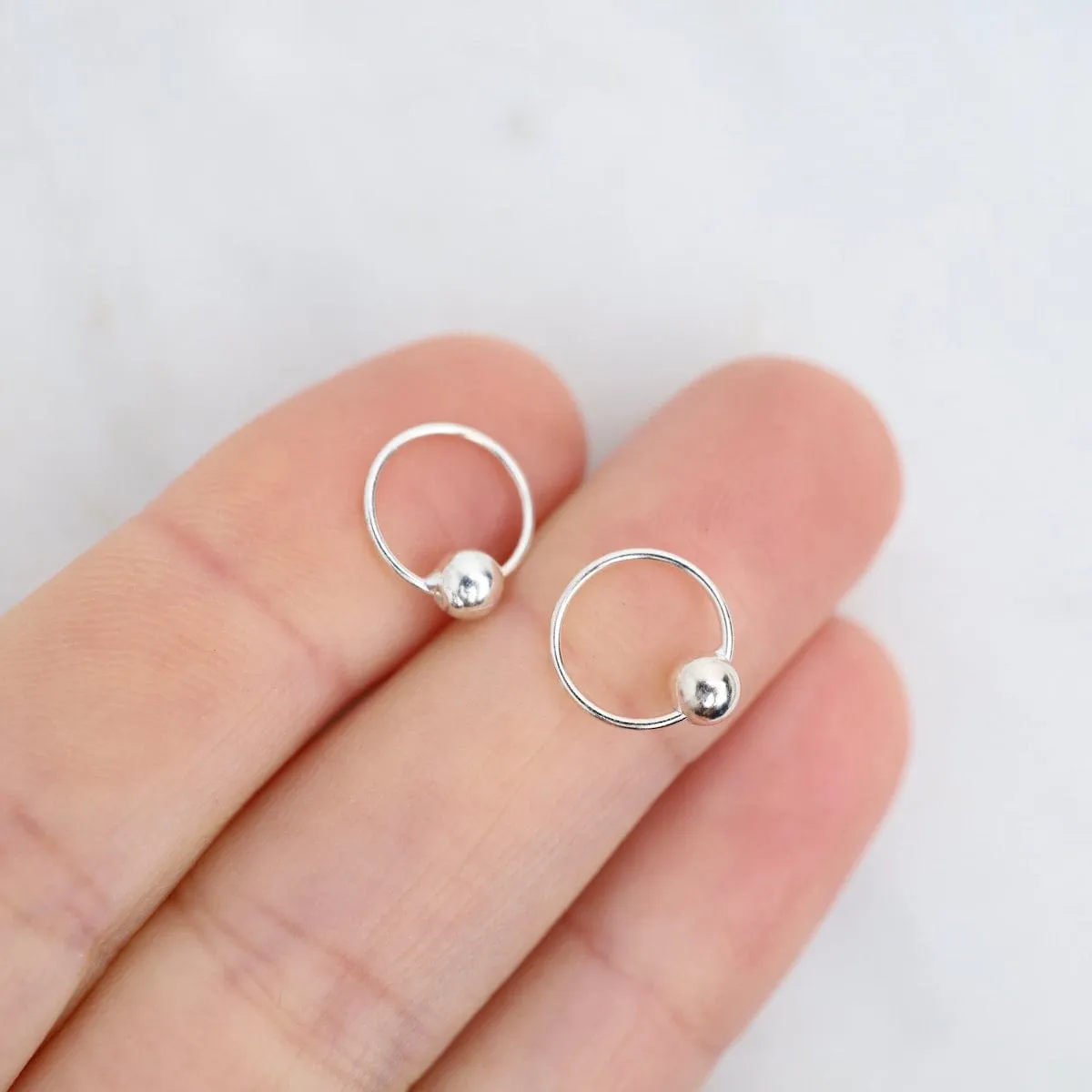 Sterling Silver 10mm Sleeper Hoops with 4mm Ball