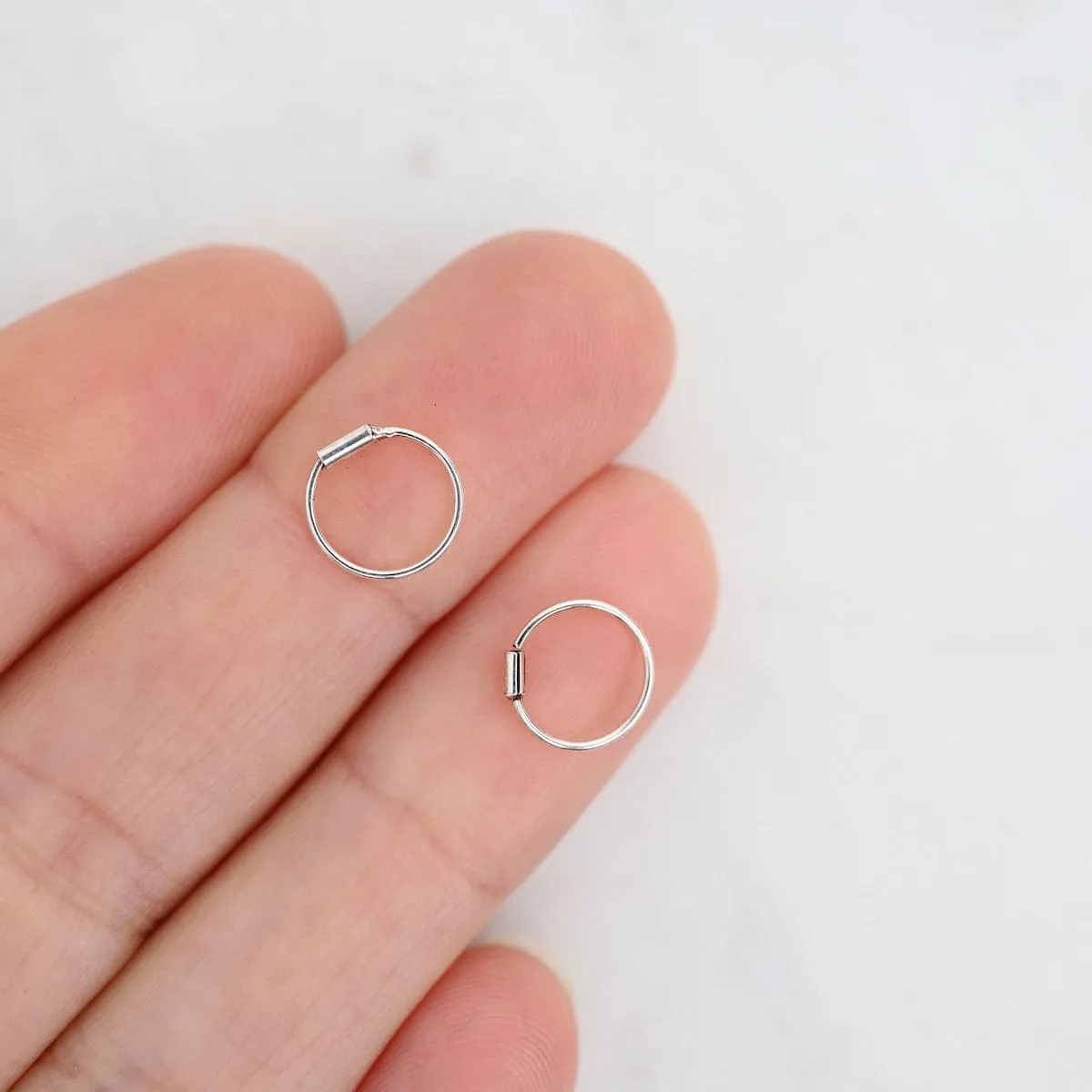 Sterling Silver 8mm Tiny Sleeper Hoops