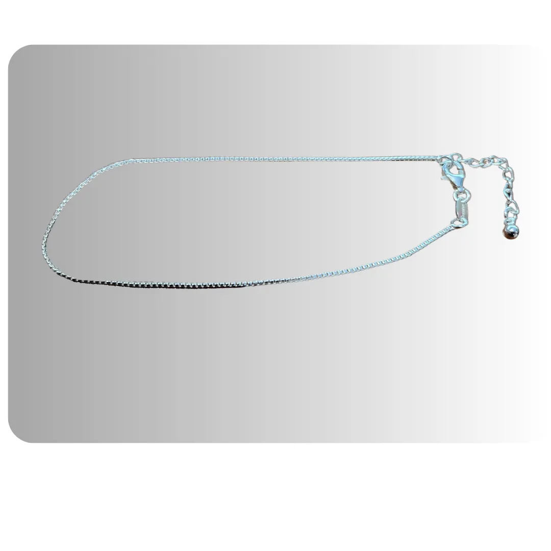 Sterling silver box link anklet adjustable from 9" to 10.5"