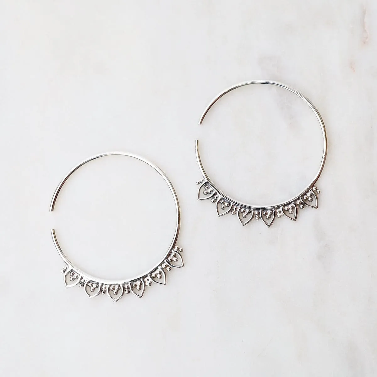Sterling Silver Hoops with Petals