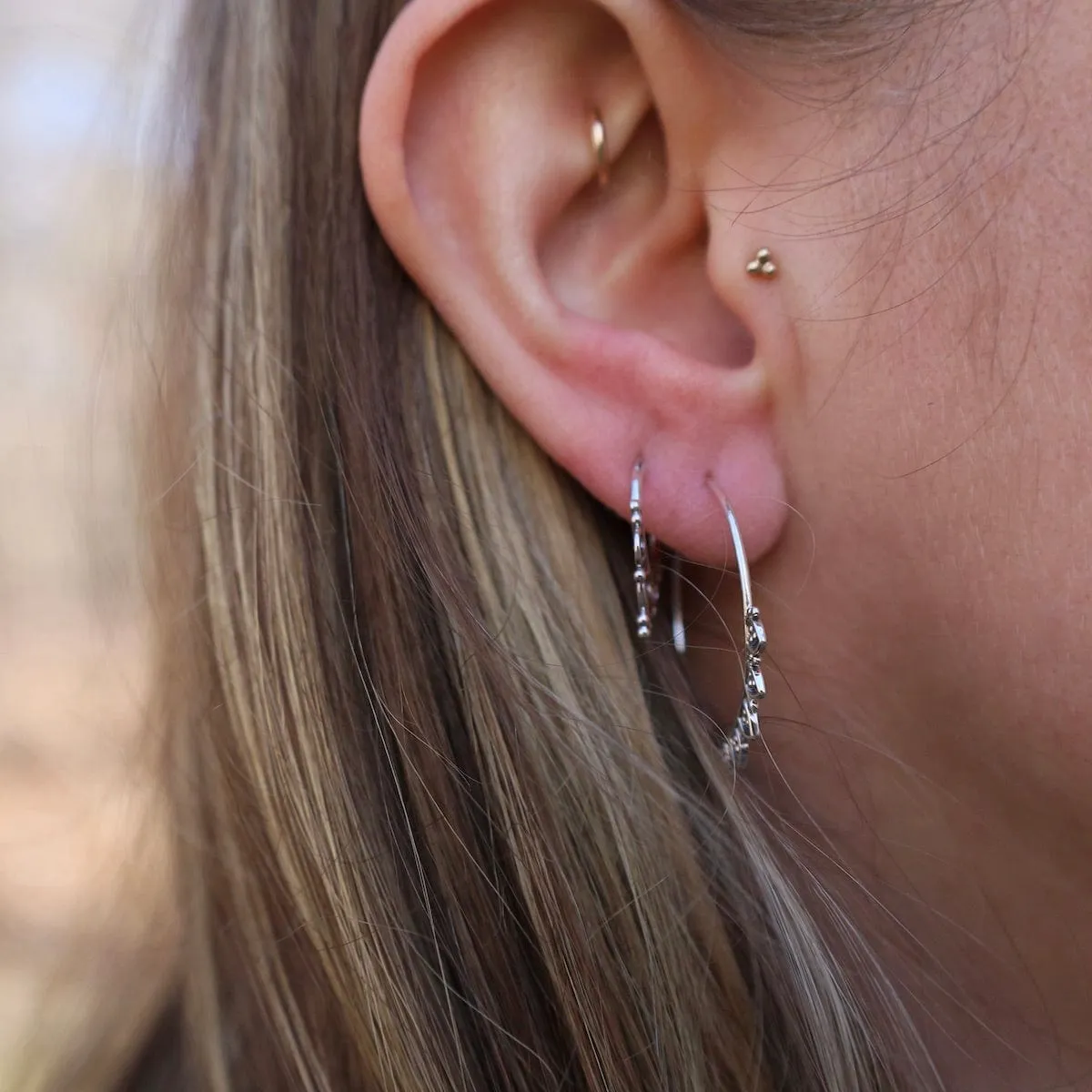 Sterling Silver Hoops with Petals
