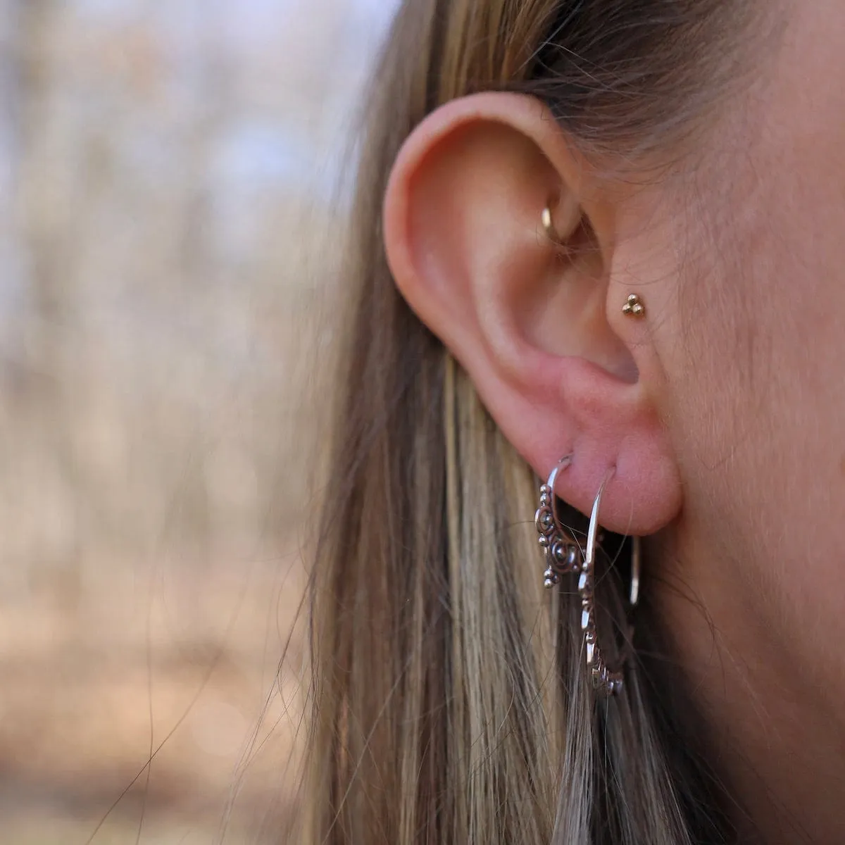 Sterling Silver Hoops with Petals