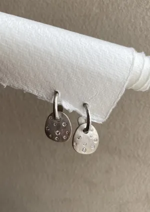 Sterling Silver Petal Earrings w/Diamonds