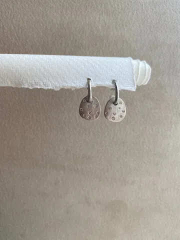 Sterling Silver Petal Earrings w/Diamonds