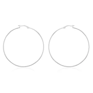 Sterling Silver Plain 50mm Hoop Earrings