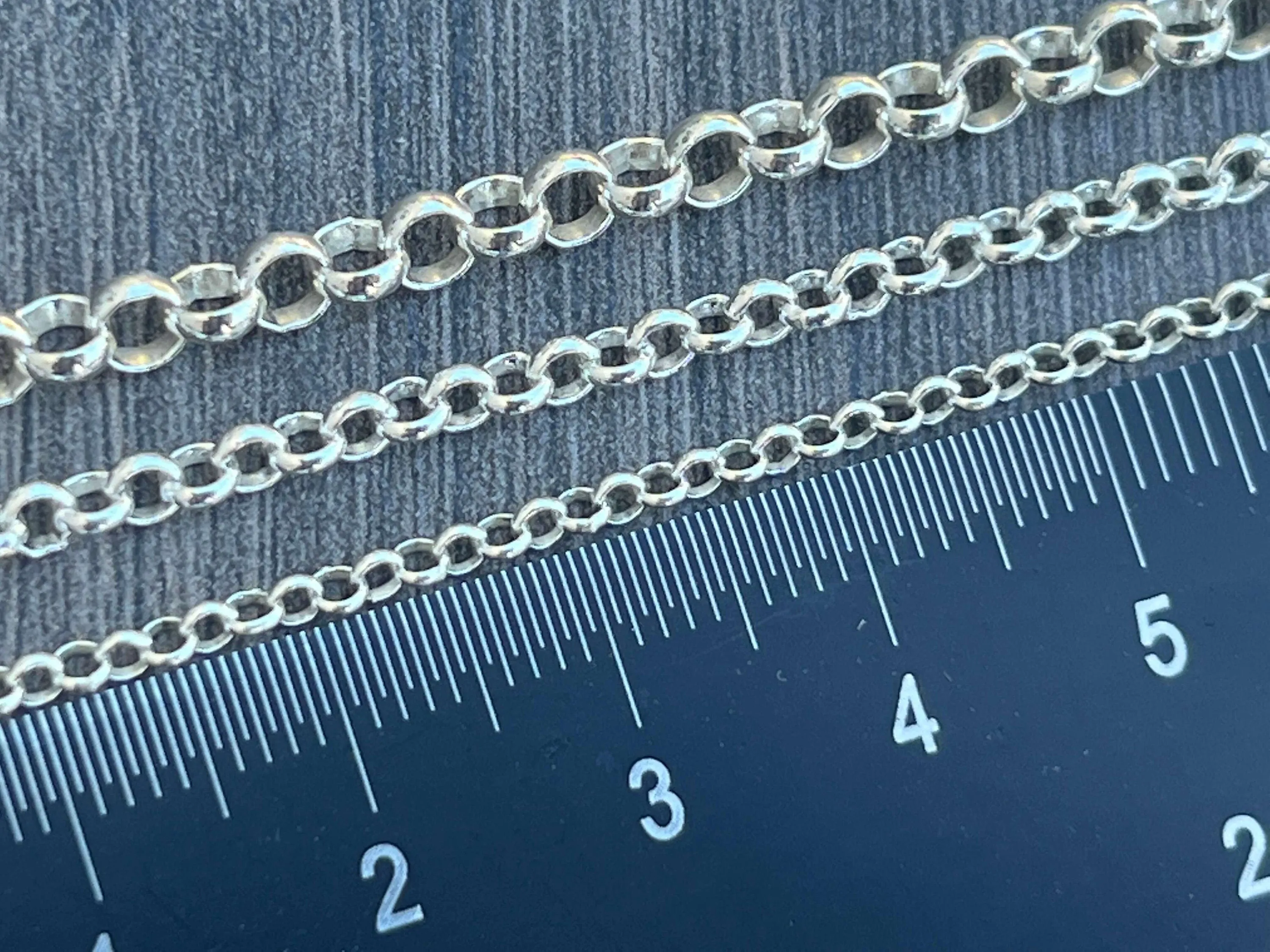 Sterling Silver Rolo Link Chain - 2mm, 3mm & 4mm