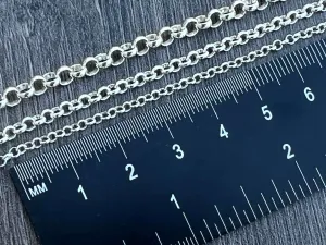 Sterling Silver Rolo Link Chain - 2mm, 3mm & 4mm