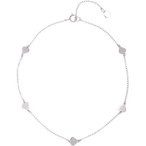 Sterling Silver Shiny Flat Heart Anklet