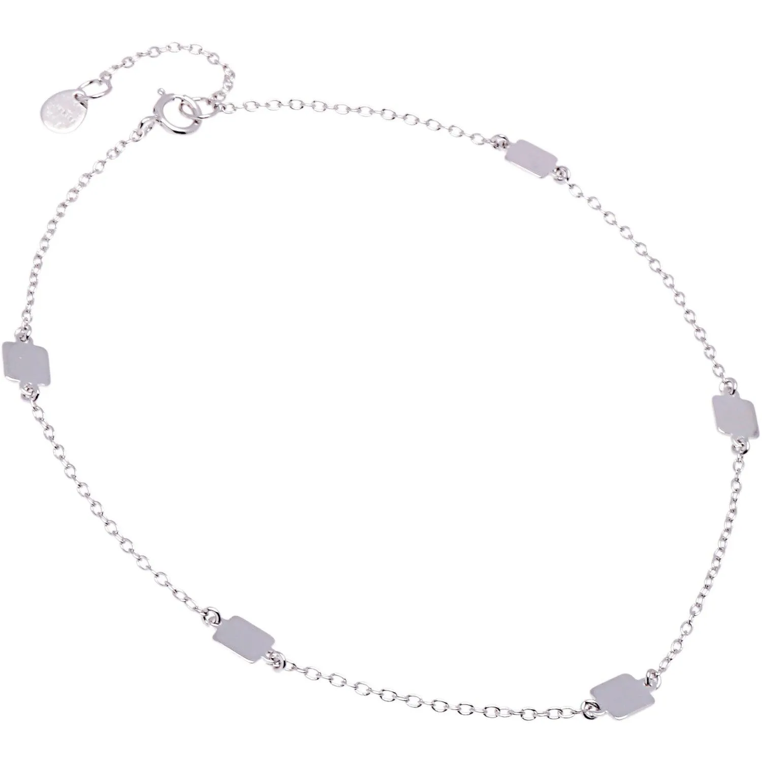 Sterling Silver Shiny Flat Square Anklet