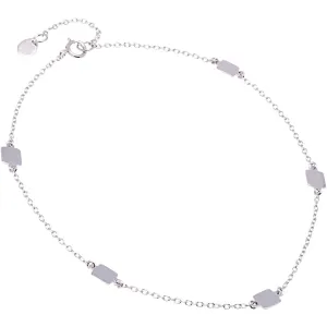 Sterling Silver Shiny Flat Square Anklet