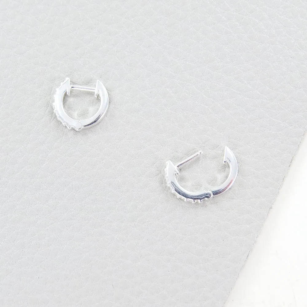 Sterling Silver Sparkling CZ Huggie Hoops
