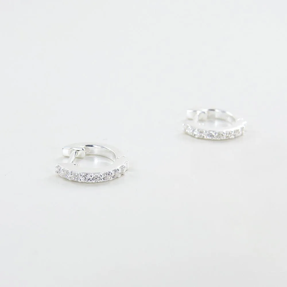 Sterling Silver Sparkling CZ Huggie Hoops