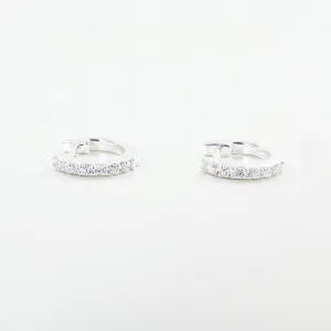 Sterling Silver Sparkling CZ Huggie Hoops
