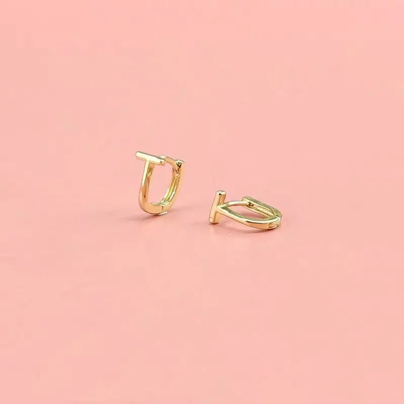 T Shape Hoop Earrings| Simple hoops|  Sterling silver | Tiny Gold Hoops| Minimalism