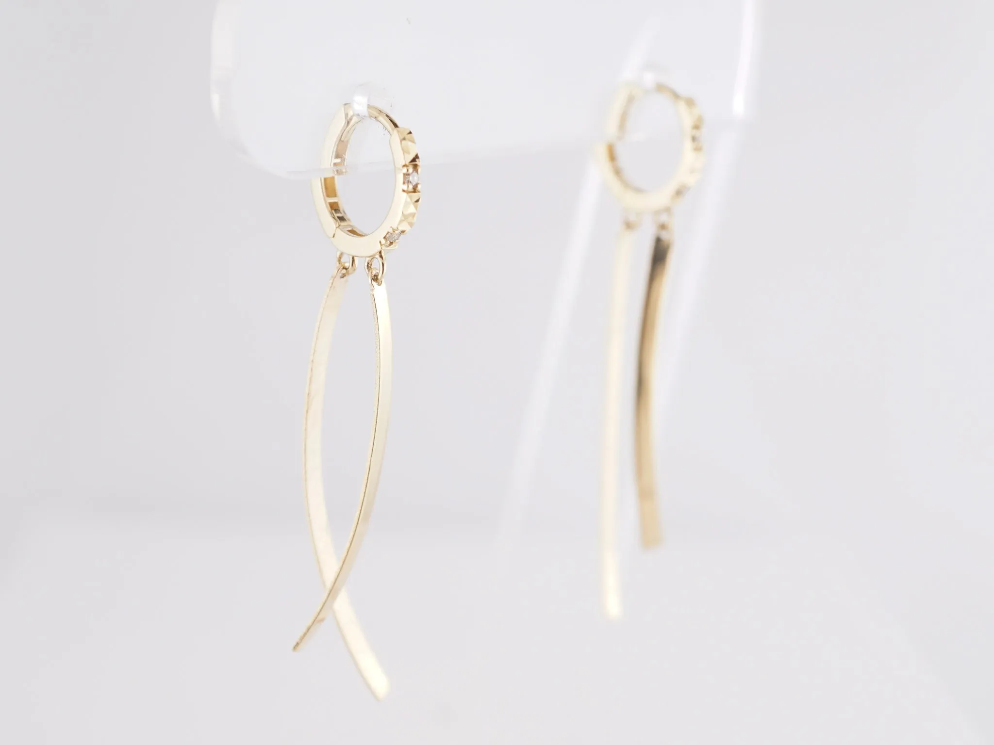 Textured Diamond Drop Earrings in 14k Yellow Gold
