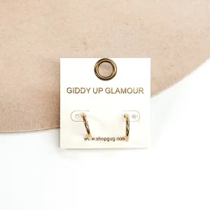 Thin Hoop Huggie Earrings in Gold Tone