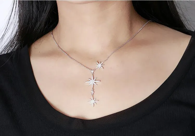 Three Star Necklaces Cubic Zirconia