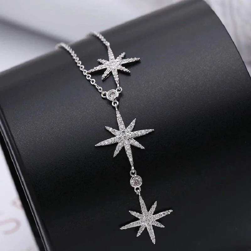 Three Star Necklaces Cubic Zirconia