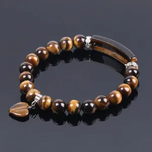 Tiger's Eye Beads Heart Pendant Bracelet