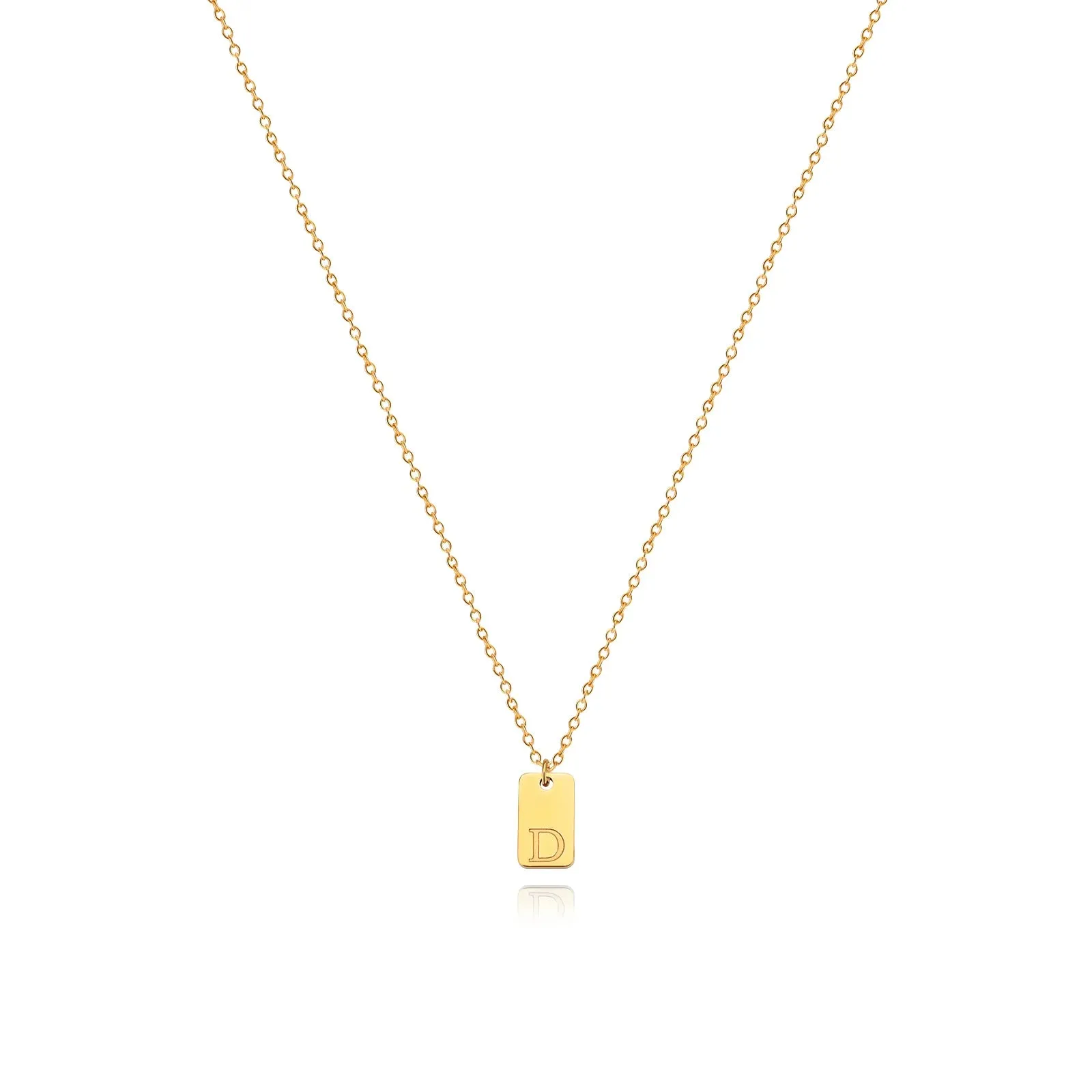 Tiny Square Initial Letter Necklaces For Women Gold Plated Stainless Steel Engraved Letter Necklace Christmas Birthday Jewelry
