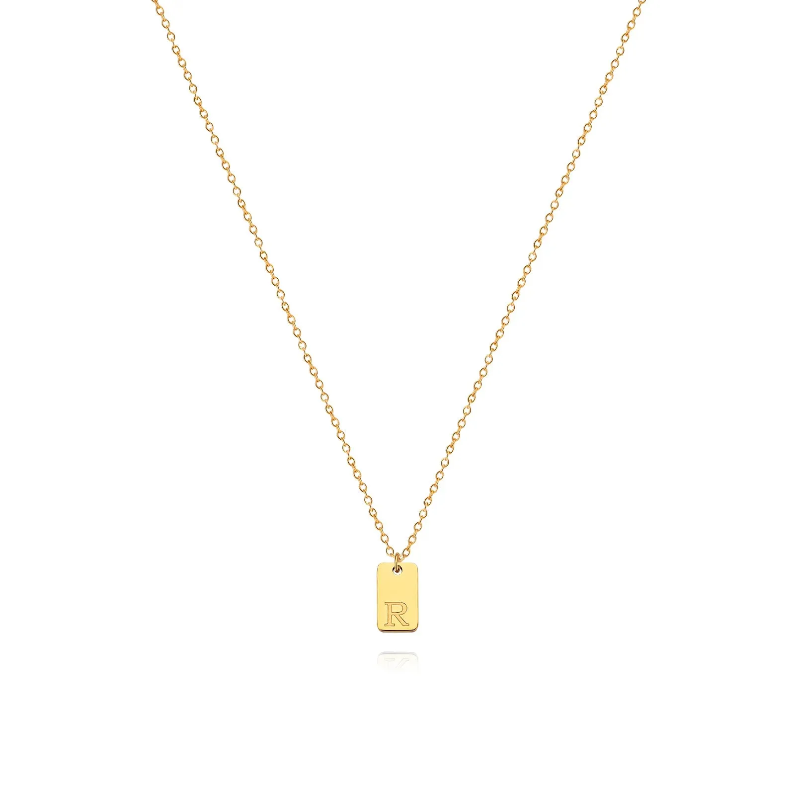 Tiny Square Initial Letter Necklaces For Women Gold Plated Stainless Steel Engraved Letter Necklace Christmas Birthday Jewelry
