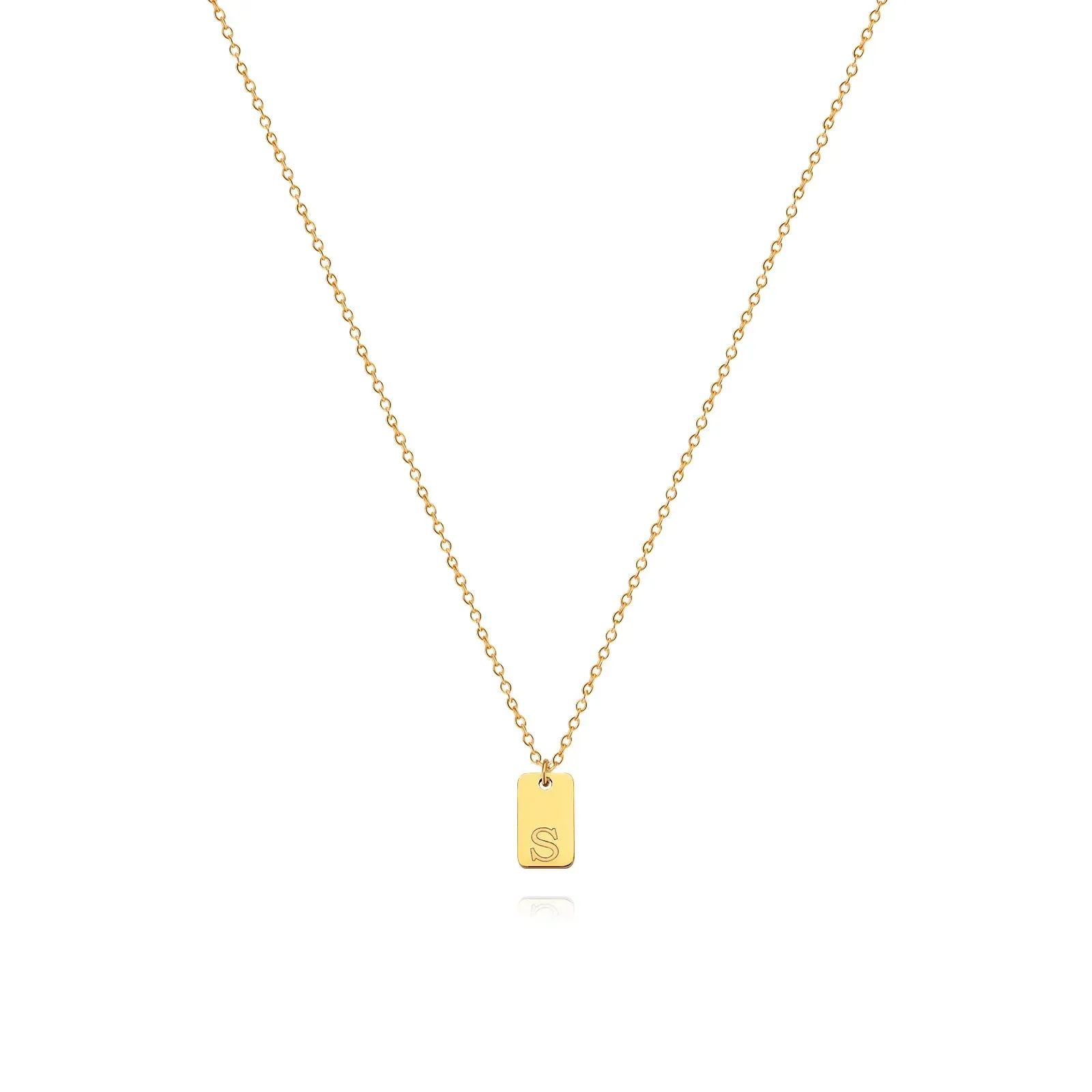 Tiny Square Initial Letter Necklaces For Women Gold Plated Stainless Steel Engraved Letter Necklace Christmas Birthday Jewelry