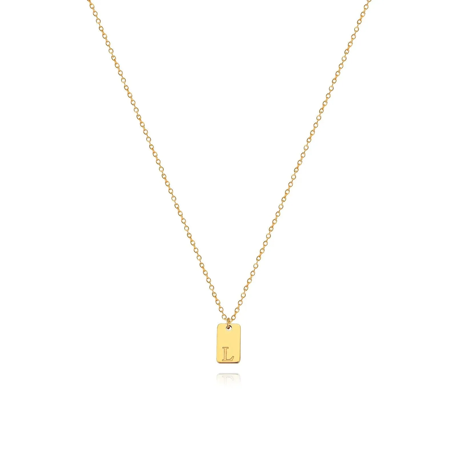 Tiny Square Initial Letter Necklaces For Women Gold Plated Stainless Steel Engraved Letter Necklace Christmas Birthday Jewelry