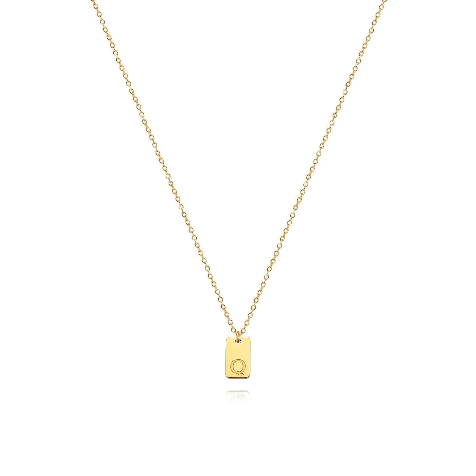 Tiny Square Initial Letter Necklaces For Women Gold Plated Stainless Steel Engraved Letter Necklace Christmas Birthday Jewelry