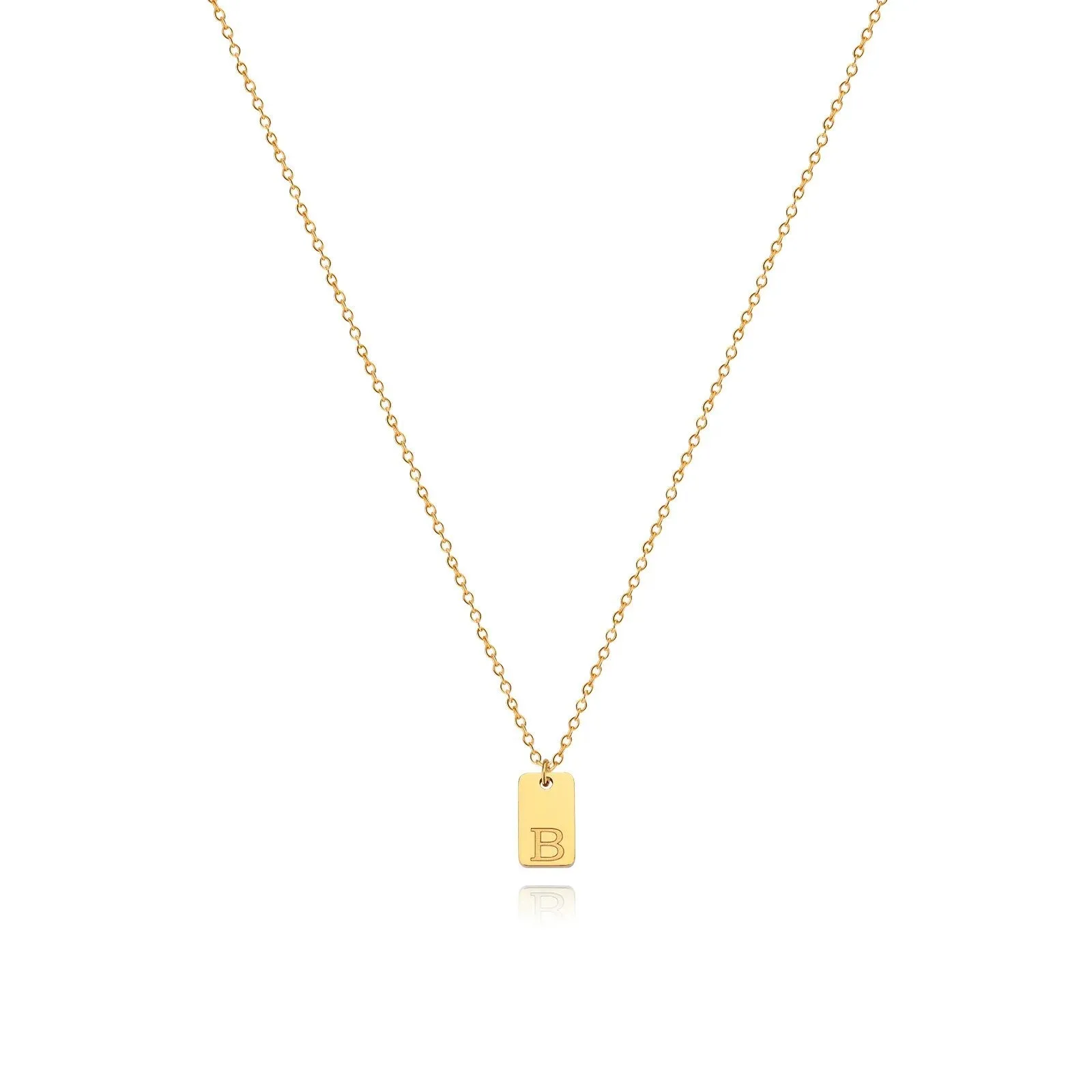 Tiny Square Initial Letter Necklaces For Women Gold Plated Stainless Steel Engraved Letter Necklace Christmas Birthday Jewelry