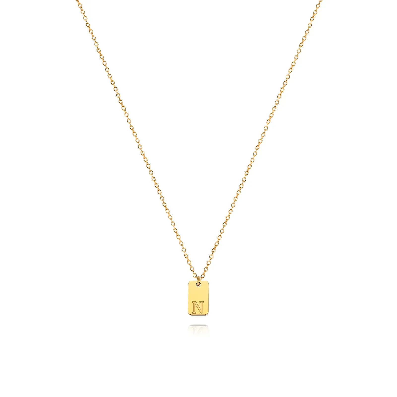 Tiny Square Initial Letter Necklaces For Women Gold Plated Stainless Steel Engraved Letter Necklace Christmas Birthday Jewelry