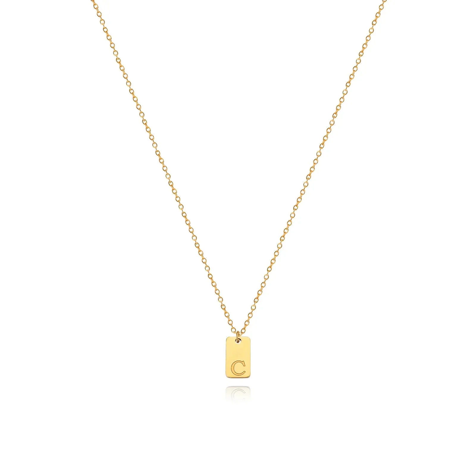 Tiny Square Initial Letter Necklaces For Women Gold Plated Stainless Steel Engraved Letter Necklace Christmas Birthday Jewelry